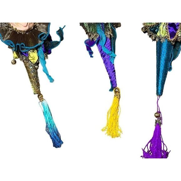 Katherine's Collection Kleski Alantini Harlequin Mardis Gras Hanging Cones Set o - Picture 6 of 6